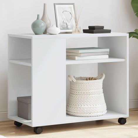 vidaXL Tavolino con Ruote Bianco 70x35x60 cm in Truciolato