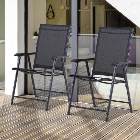 Silla plegable de exterior con reposabrazos negra HAVRYA (1/4)