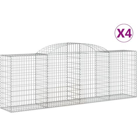 Paniers à gabions arqués 4 pcs  Mur en gabion 300x50x100/120 cm fer galvanisé
