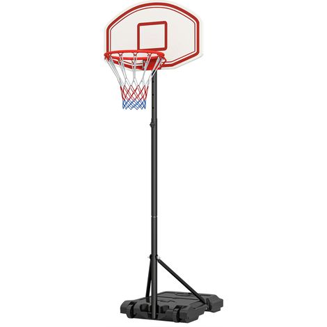 Panier de Basket Intérieur et Extérieur Portable avec Hauteur Réglable 5 Niveaux 175-215cm, Panier de Basket sur Roulettes, Structure Métallique et Base Remplissable, Panneau en PE (1/5)