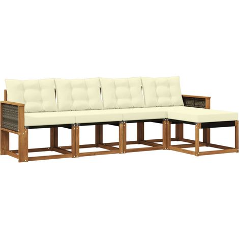 Outdoor Sofa Set 5 pcs Natural and Cream vidaXL (1/5)