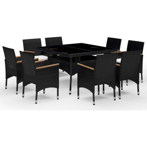 Maison Exclusive - 9-tlg. Garten-Essgruppe Poly Rattan und Akazie (1/5)
