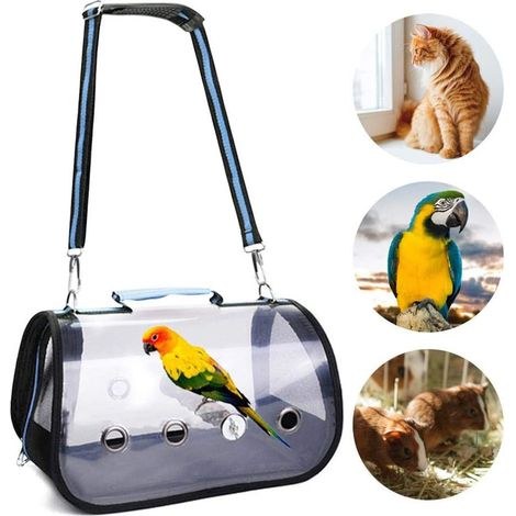 Sac de transport pour oiseau perroquet, cage portable avec trous d'aération, sac à main pour voyage extérieur, léger et transparent.