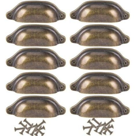- Lot de 10 poignées de porte 98 mm poignées décoration de tiroir de meuble laiton antique (1/5)