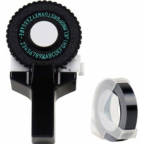 Kaelt - Imprimante d'étiquettes 3D Click Small Model Label Maker Manual DIY Lettering Machine Embosser Machine à écrire avec pour DYMO Printer Cutting Tape Black Tape (1/5)
