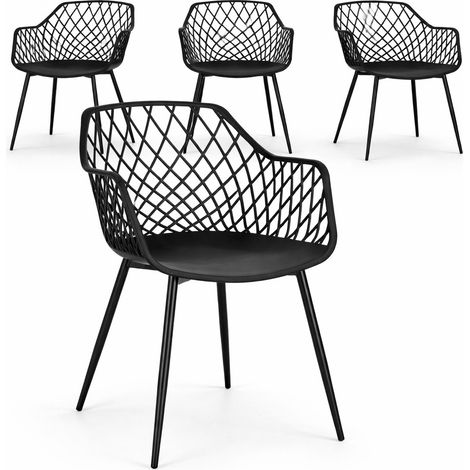 Lot de 4 chaises Optik - Polyvalentes pour intérieur et éxtérieur-Noir (1/5)