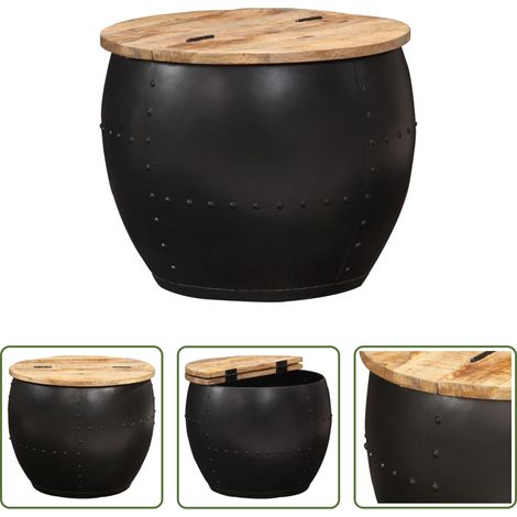 Meuble en bois manguier - Table basse ronde 53x43 cm Bois de manguier massif (1/5)