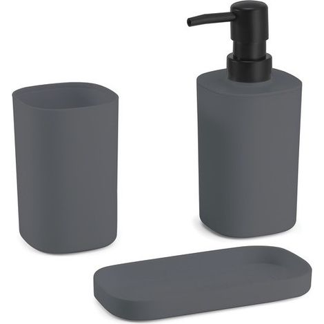 Ensemble 3 accessoires de salle de bain LONA Gris foncé MSV