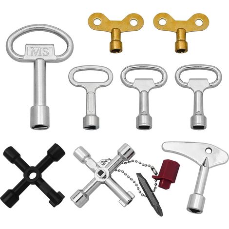 Jeu de 9 Pièces Cle Purge Radiateur,Clé Triangle,Cle Carre (1/5)