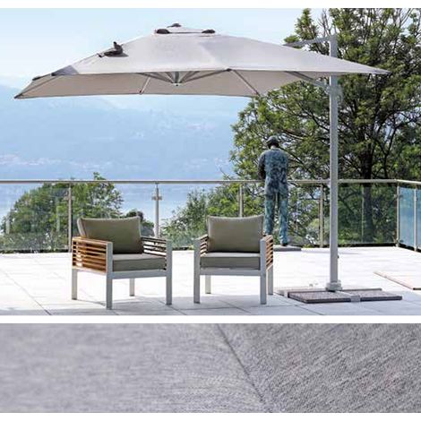 Grauer drehbarer Regenschirm mit weißer Seitenstange 300x300 cm MALIGI HOME MG/BEIGE Ecrù (1/3)