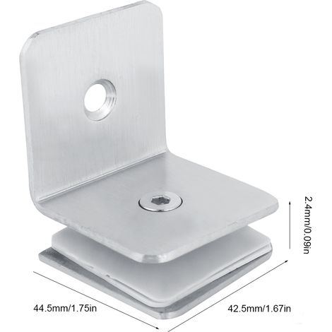 [Pieza de montaje para mampara de ducha] Soporte de bisagra de acero inoxidable para puertas de cristal, 90° (Dimensiones: 42,5 x 44,5 x 2,4 mm, 1 pieza) (1/5)