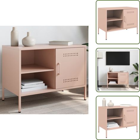 Meuble TV rose 68x39x50,5 cm acier - Meubles Tv - Meuble Tv Industriel - Meuble Tv Rose - Meuble Tv Acier - Rangement Tv