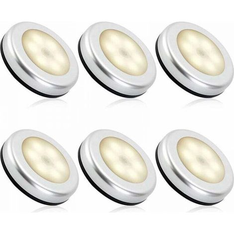 Veilleuse detecteur de mouvement intérieur,lampe led detecteur de mouvement pile pour escaliers, Eclairage LED Placard Armoire Couloir chambre enfant Auto ON / OFF Adhésif (6pcs,blanche chaude) (1/4)
