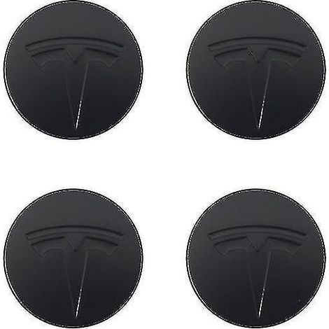 Passend für Tesla Model 3 - Radnabenkappenlogo - Schwarz - Schwarzes (mattes) Etikett (4er-Set)