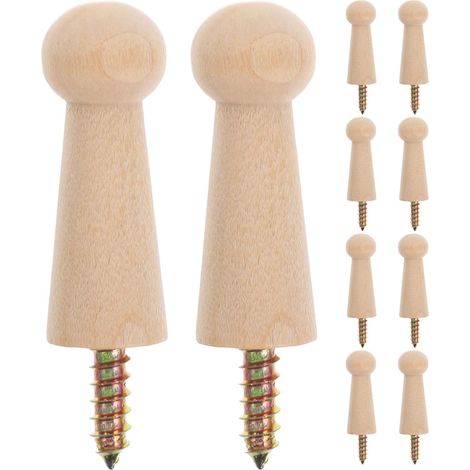 10 crochets muraux bois, M4, 6,80x1,70x1,70 cm, pour entrée (1/5)