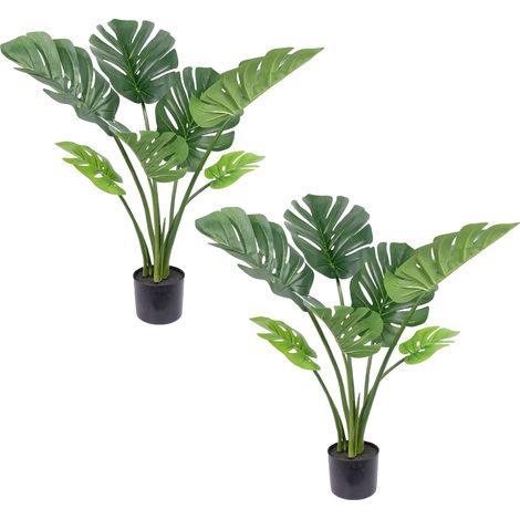Planta Monstera artificial, de bajo mantenimiento, decoración versátil, 2 unidades de 90 cm. (1/2)