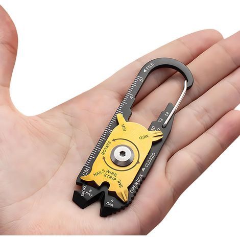 Multitool 20 En 1 - Mousqueton Intégré - Acier Inoxydable - Outil Compact Pour Camping Et Randonnée (1/5)