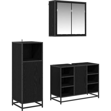Maison Exclusive - Badezimmermöbel-Set 3 pcs Schwarz Eichen-Optik