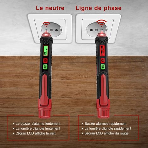 Détecteur de Tension sans Contact, Testeur de Tension avec Double Sensibilité 12V/48V-1000V, Écran LCD, Test de Fil de Phase/Neutre, Lampe de Poche, Alarme sonore (1/5)