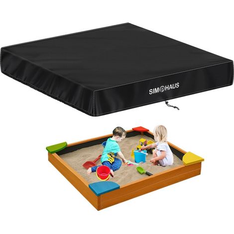 Bâche Bac à Sable Enfant pour Jardin Imperméable, Housse de Bac à Sable Anti-Déchirure Couverture de Bac à Sable avec Cordon de Serrage 420D Tissu Oxford Bâche pour Bac à Sable 90x90x20cm (1/5)