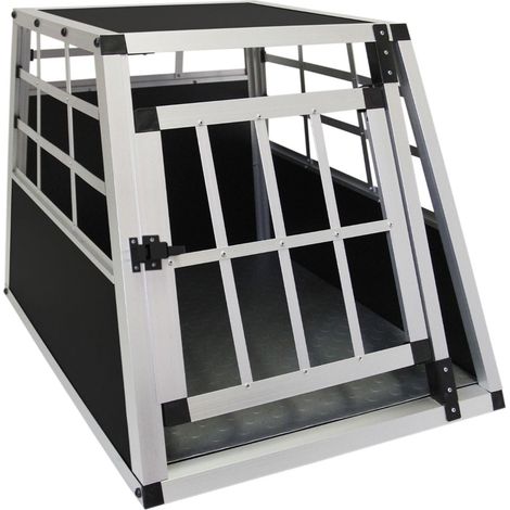 Cage de Transport en Aluminium 50 x 54 x 69 cm - 1 Porte - Angle 65° Avant et 90° Arrière - Parfaite pour Voyage Trajet Animaux Petit Format Sécurité Toutout Chien Chat Lapin [Tapis de Sol INCLUS]