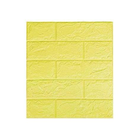 Lot de 20 stickers muraux 3D, série 35 x 38,5 cm, brique en mousse autocollante, décoration de chambre, papier peint à faire soi-même, décoration murale, jaune (1/5)