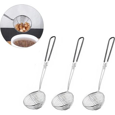 3 teiliges Fondue Sieb Fondue Körbe Edelstahl Sieb Sieb mit Griff 27,5 x 6 cm Rutschfester Griff Küchenutensil für Hotpot, Restaurants, Partys un (1/5)