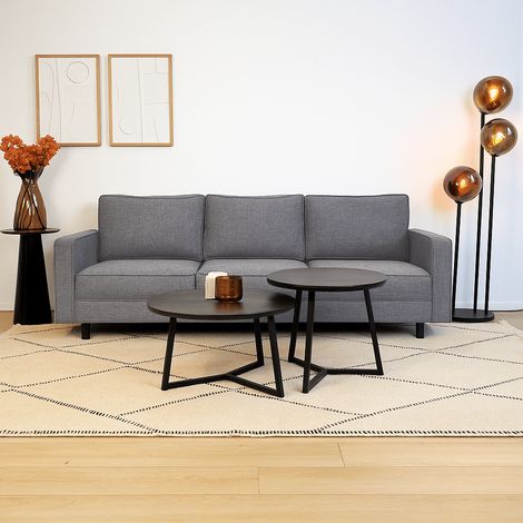 3-Sitzer Sofa Kale Leinenstoff grau - bequeme Kissen (1/5)