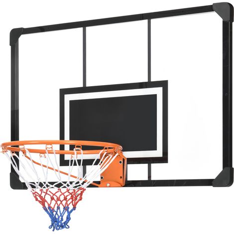 SPORTNOW Canestro Basket Esterno a Parete 113x73 cm, Rete e Cerchio Ø45 cm, Nero (1/5)