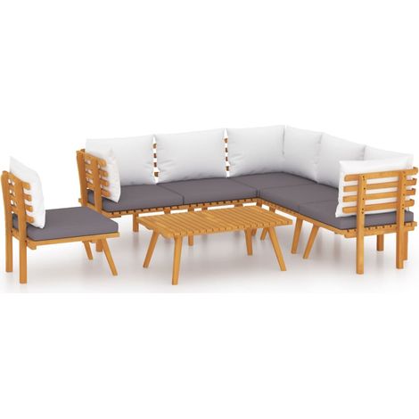 Salon de jardin 7 pcs Contemporain, Ensemble repas de jardin, avec coussins Bois d'acacia solide OIB3274E (1/5)