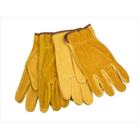 2 paires de gants de jardin résistants aux coups de couteau, gants de jardinage, gants de travail en cuir de sécurité robuste L circonférence 17-18 (1/2)