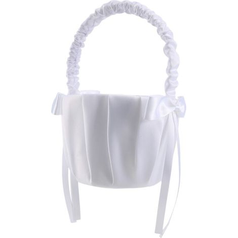 romantique blanc satine de noeud papillon, fete de mariage, fille de fleur, panier (1/4)