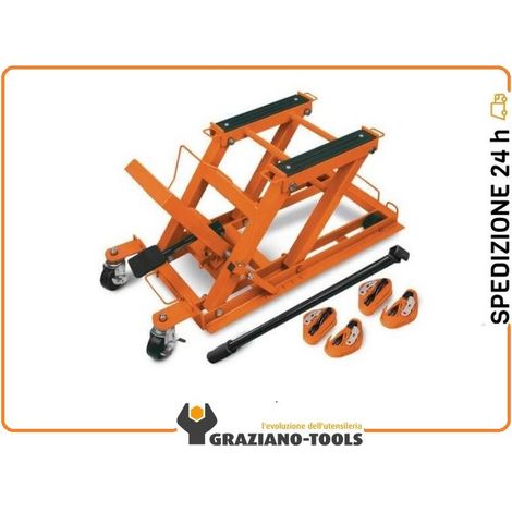 UNI6201500 - Piattaforma Di Sollevamento Motocicli Modello MH 680 - Portata 680 Kg - Ultra Compatta Con Cinghie Di Sicurezza