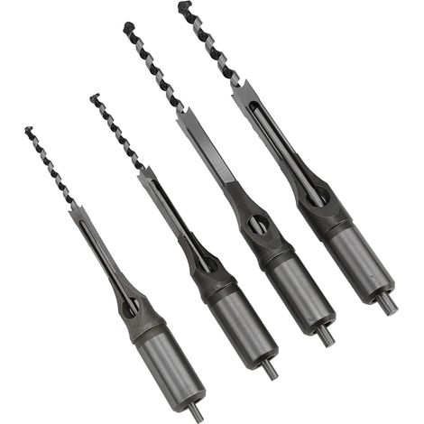 4 Mèches à Bois en Acier avec Roulement pour Perçage Carré, Set de 6 Pièces 6-9,5mm - Forets de Menuiserie Professionnels (1/5)