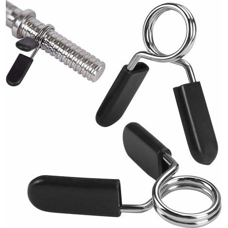 2,5 cm Hantelklemme, 2 Stück Gewichtheberklemmen, Federklemmen für Kurzhanteln, Federscheibenstopper, für Fitness- und Bodybuilding-Geräte, Gewichtheberstangen, Schwarz (1/5)