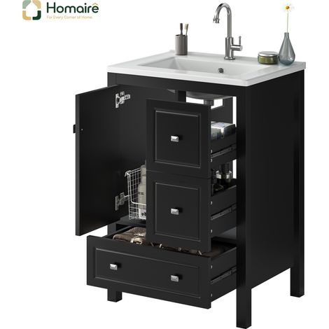 Flur- Garderobenschrank schwarz aus MDF 62 x 47 x 90 cm HOMAIRE (1/5)