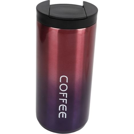 Gourde isotherme en acier inoxydable, large ouverture, dégradé violet, antidérapante, 350ml, tasse à café isolante bouteille d'eau (1/5)