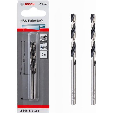 Bosch Professionel HSS- PointTeQ Ø 4 x 43 x 75 mm 2 Stk.Metallbohrer
