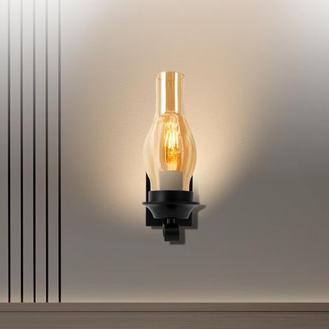 Lampe murale simple et créative, lampe murale Vintage nostalgique design d'intérieur, support de lampe d'abat - jour en verre rond, 53.82 sq ft (1/5)