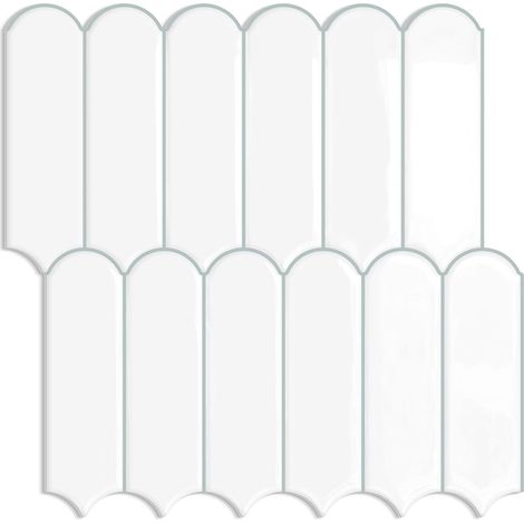 Carrelage Carreaux Adhesif Mural Cuisine Blanc 10 Pièces 3D,épais,Autocollant,Plastique,Salle de Bain,Washbasin,Buanderie,30.5x 30.5 cm (1/5)