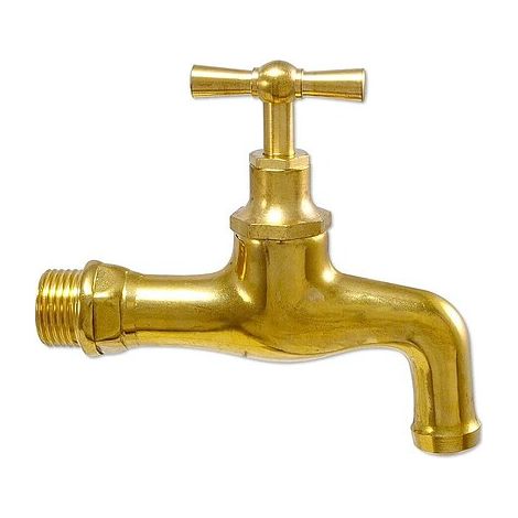 Auslaufventil Wasserhahn Gartenhahn 1/2'' aus Messing poliert - mit Knebeloberteil (1/2)