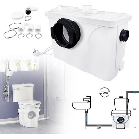 AUFUN Système de levage 4/1 pour eaux usées 700 W Pompe domestique de relevage de matières Pompe anti-retour intégré pour WC (1/5)