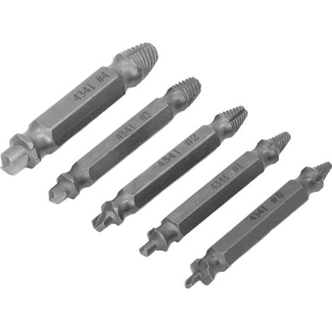 Jeu de 5 extracteurs de vis double tête en acier rapide, avec étui de rangement (1/5)