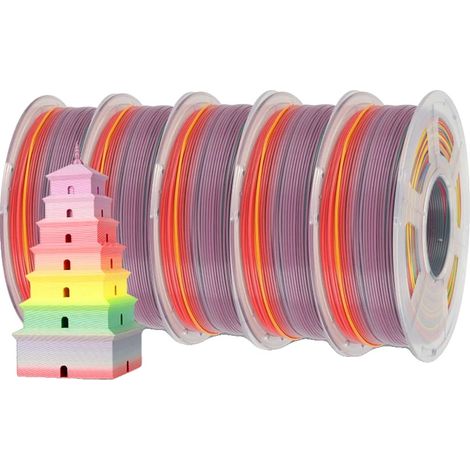 Filamento 3D, bicolore e tricolore, per stampanti FDM, PLA Rainbow 01 (1/2)