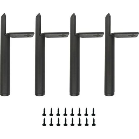 Pieds de meubles en métal noir de 13 cm, pieds de table en métal, capacité de charge jusqu\'à 800 kg, adaptés pour canapé, table basse, meuble TV, lit et autres meubles