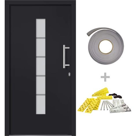 Porte d'entrée Aluminium et PVC Anthracite 100x210 cm