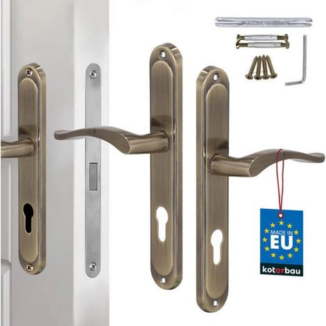 Poignée De Porte Longue - Cylindre À Insert - Patine Classique 72 - Pour Portes Intérieures Et Extérieures - 1 Pièce (1/5)
