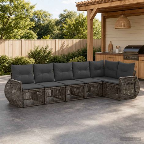 Set Divano da Giardino 6 pcs Grigio e Grigio Scuro polyrattan vidaXL (1/5)