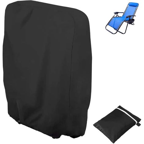 Housse de Protection pour Chaise Longue Pliante, Oxford Coupe-Vent Anti-UV Imperméable Housses pour Chaises de Jardin Pliantes, Housse de Chaise Longue de Jardin (Noir-1pcs)