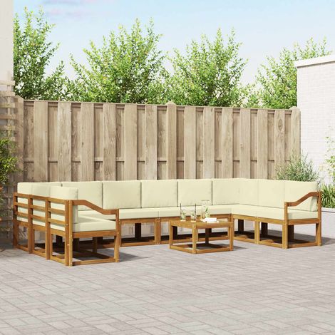 Outdoor-Sofagarnitur mit Kissen 11 pcs Natur und Creme